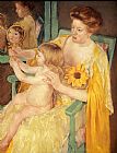 Famous Mother Paintings - Mother Wearing A Sunflower On Her Dress